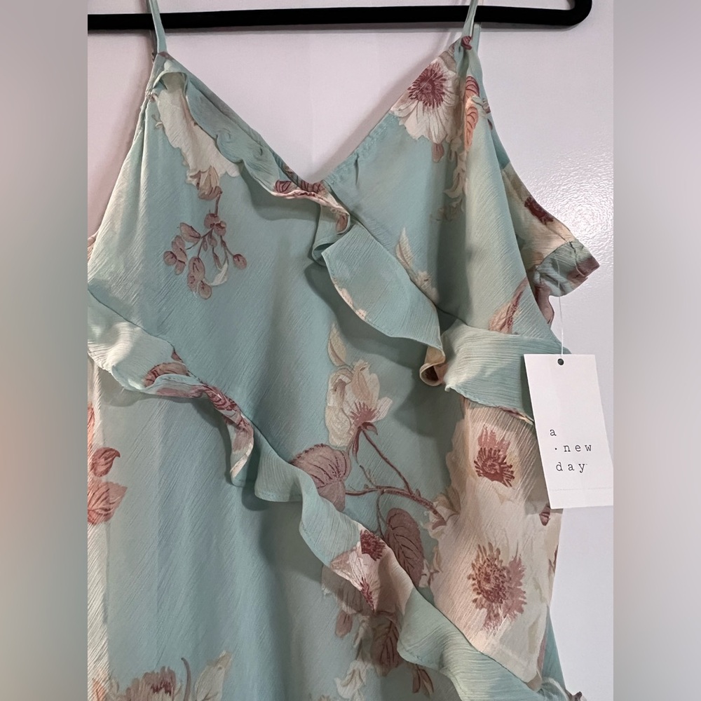Floral Mint Green Ruffle Dress - Picture 10 of 12